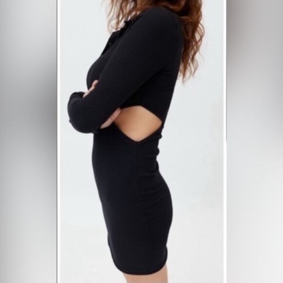 Woman’s Urban Outfitters Ribbed Black Cut-Out Dress Size XSmall - Picture 2 of 9